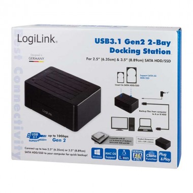 Logilink QP0028 - Docking Station  USB 3.1 Gen2 DualSATA, Clon función