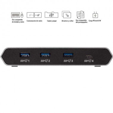 Aten US3342 - Conmutador de uso compartido USB-C Gen 2 de 2 puertos con pasarela de alimentación
