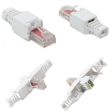 MP0022W - Conector RJ45 Macho FTP Cat6, Capuchón Blanco, Guia (100pcs)