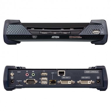 Aten KE6940AR - Receptor KVM USB-DVI doble pantalla, Audio sobre LAN