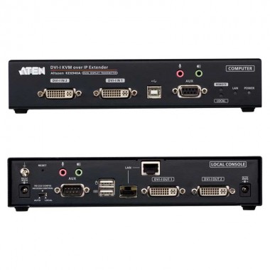 Aten KE6940AT - Transmisor KVM USB-DVI doble pantalla, Audio sobre LAN