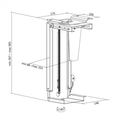 Logilink EO0030 - Soporte CPU bajo mesa, Giratorio, Bloqueo Fácil 