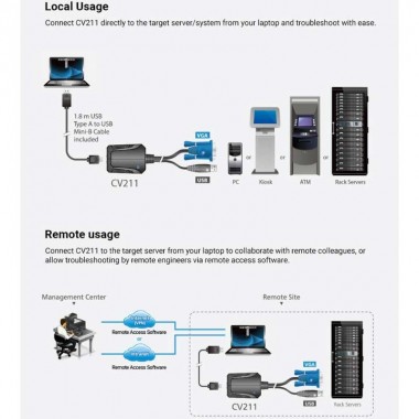 Aten CV211 - Adaptador para consola USB de portátil | Marlex Conexion