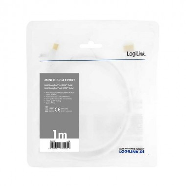 Logilink CV0122 - 1m Cable Mini DisplayPort  1.2 a HDMI, Blanco | Marlex Conexion