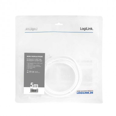 Logilink CV0125 - 5m Cable Mini DisplayPort  1.2 a HDMI, Blanco | Marlex Conexion