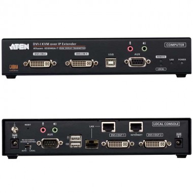 Aten KE6940AiT - Transmisor KVM USB-DVI-I doble pantalla, Audio y RS232 sobre LAN y acceso a Internet