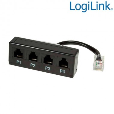 Logilink MP0036 - Adaptador modular de 1 RJ45 Macho a 4 RJ11 Hembra