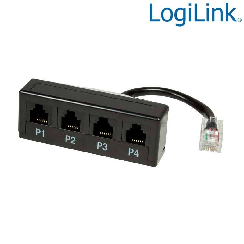 Logilink MP0036 - Adaptador modular de 1 RJ45 Macho a 4 RJ11 Hembra