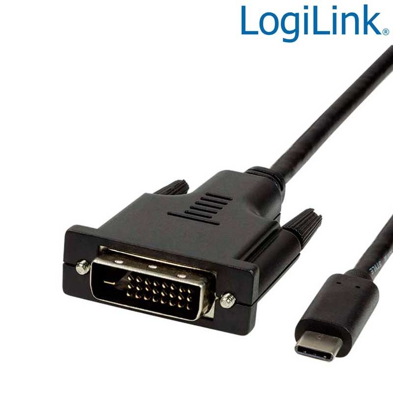 Logilink UA0331 - 1.8 m Cable USB 3.2 (Gen 1) tipo C Macho a DVI, Negro