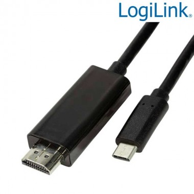 3m Cable USB 3.2 (Gen 1) tipo C Macho a HDMI 4K / 60Hz, Negro Logilink UA0330