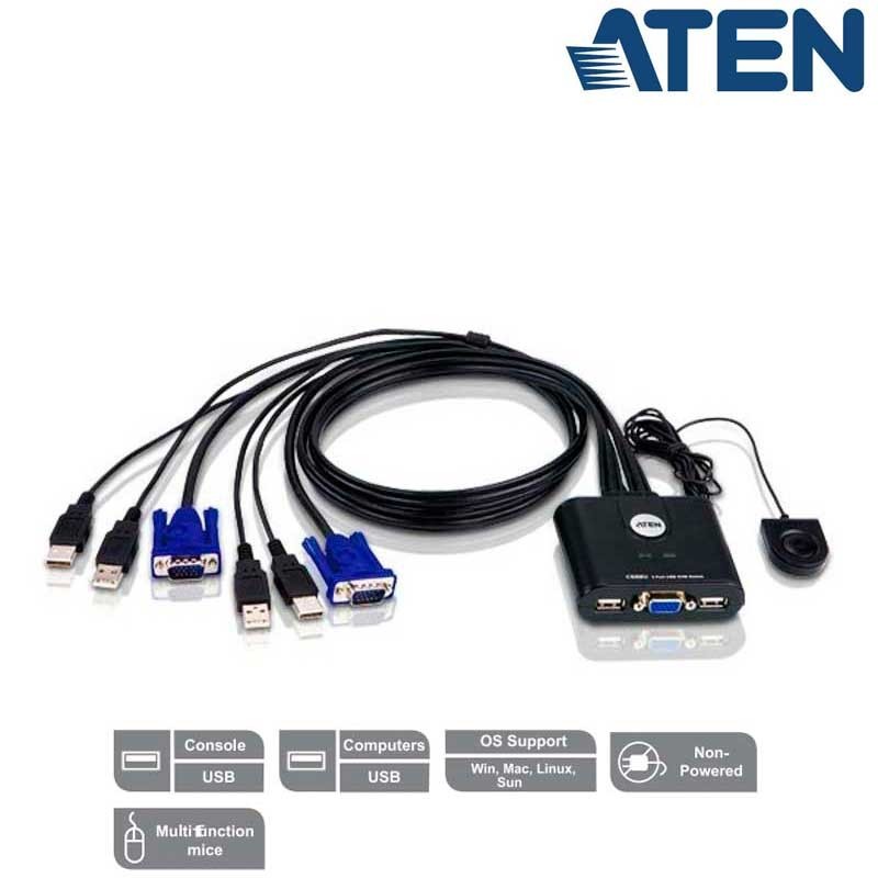 KVM de 2 Puertos USB VGA Aten CS22U