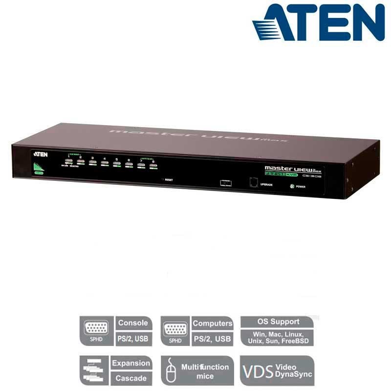 Aten CS1308 - KVM de 8 Puertos USB&PS/2 VGA para Rack 19"