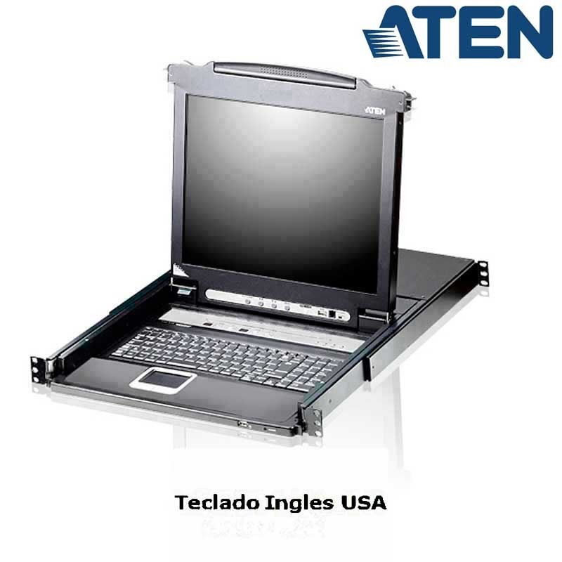 ATEN-CL5708MUS - KVM LCD 17" de 8 puertos USB PS/2 VGA, USB Perif. para Rack 19''' Teclado Ingles USA