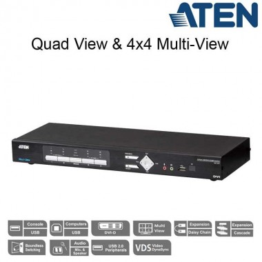 KVMP™ de 4 puertos Multivista DVI-D USB Aten CM1164A