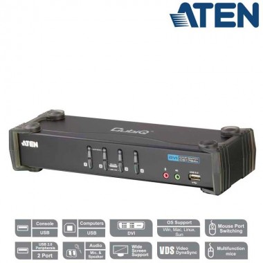 Switch de periféricos USB 2.0 de 2 x 2 puertos - US224, ATEN Docking  stations y switches