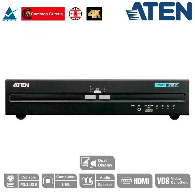 Aten CS1142H | KVM de 2 puertos USB HDMI 4K Dual View "secure"