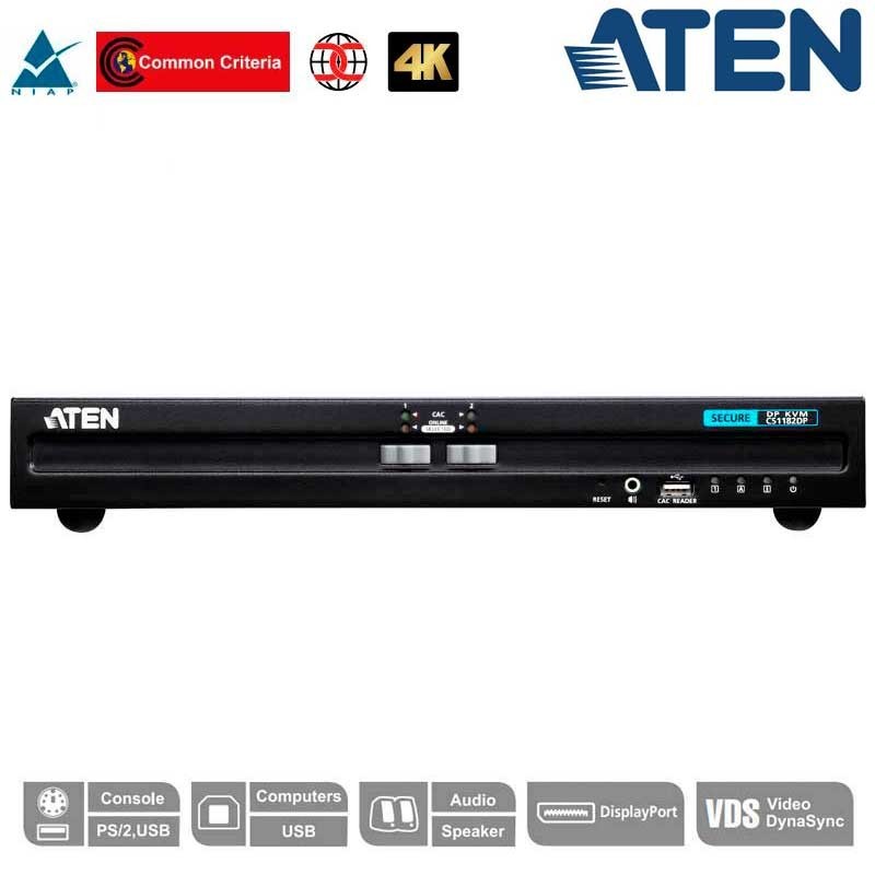 Aten CS1182DP | KVM de 2 puertos USB DisplayPort , "secure" | Marlex