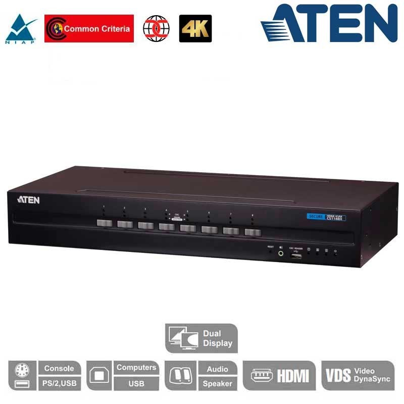 Aten CS1148H | KVM de 8 puertos USB HDMI 4K Dual View "secure"