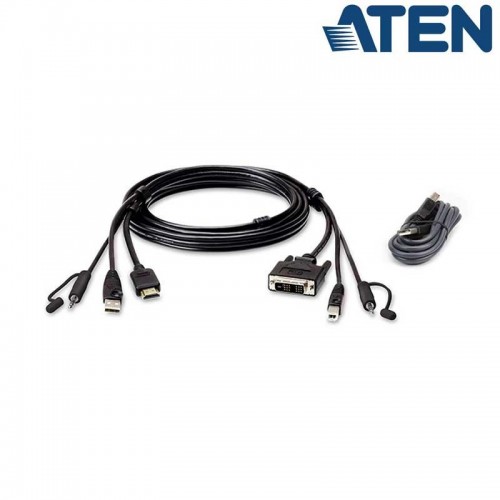 Aten 2L-7D02DHX2 - 1,8m Kit de cable para KVM ''secure'' de HDMI a DVI-D USB 2.0 con Audio