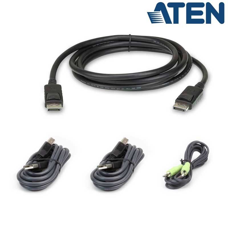 Aten 2L-7D02UDPX4 - 1,8m Kit de cable para KVM ''secure'' DisplayPort USB 2.0 con Audio