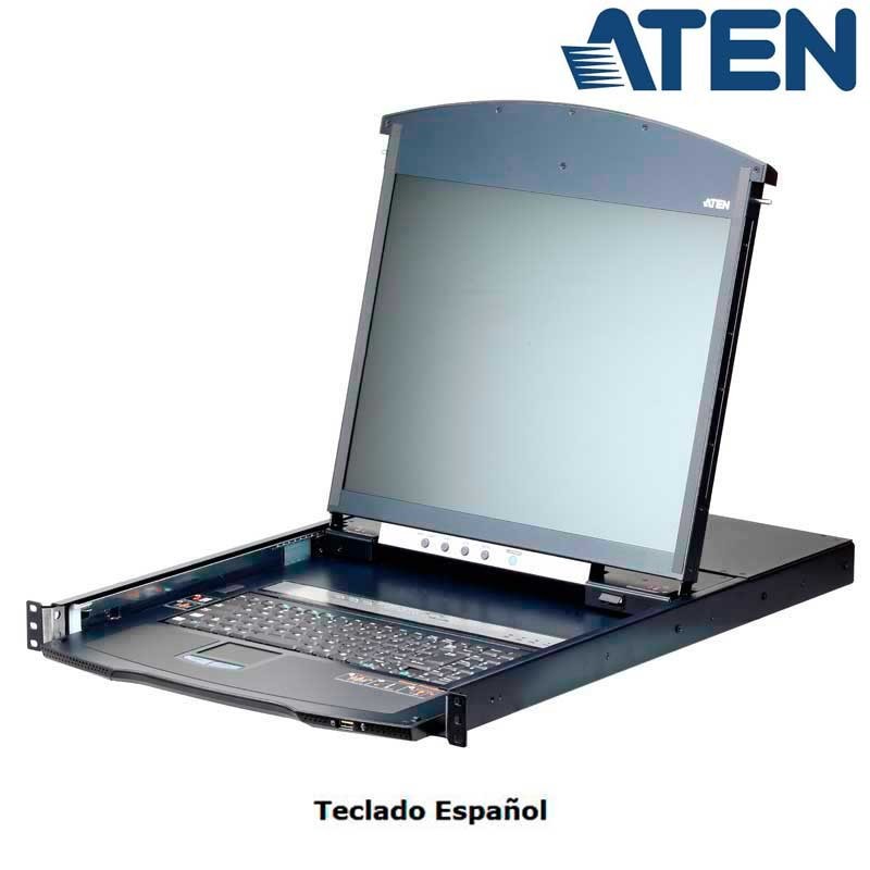 Aten KL1108VN - KVM Cat 5e/6 LCD 19'' de 8 Puertos, Sobre IP de 2 buses, Dual Rail, para Rack 19'' 