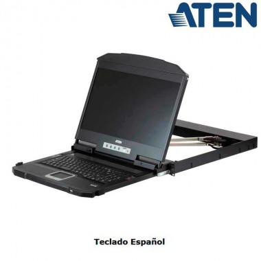 Consola LCD 18,5'', USB-HDMI (Full HD)-DVI-VGA , Dual Rail para Rack 19'' Teclado Español Aten CL3800NW