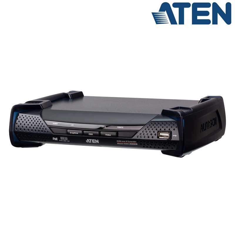 Aten KE6922R - Receptor KVM USB DVI-D (2K x 2K) sobre LAN con 2 SFP y POE 