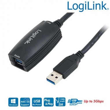 Logilink UA0127 - 5m Cable Amplificador USB 3.2 (Gen1) 5 Gbps, USB A - USB A