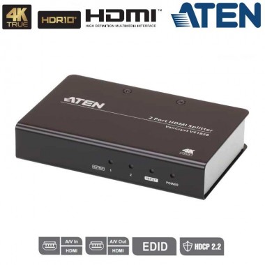 Video Splitter HDMI 2.0 4K Real de 2 Puertos (60Hz 4:4:4), HDR Aten VS182B