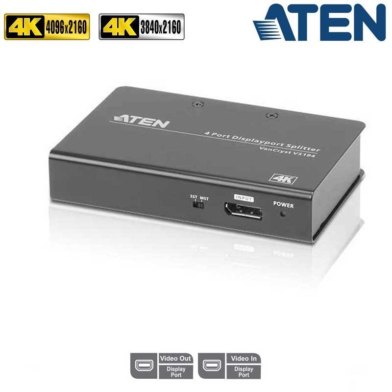 Aten VS194 -Video Splitter DisplayPort 4K  4 puertos