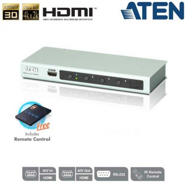 Aten VS481C - Conmutador HDMI 4K True de 4 puertos con RS232