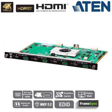 Tarjeta de salida HDMI 4K Real de 4 puertos con escalador, HDR Aten VM8824