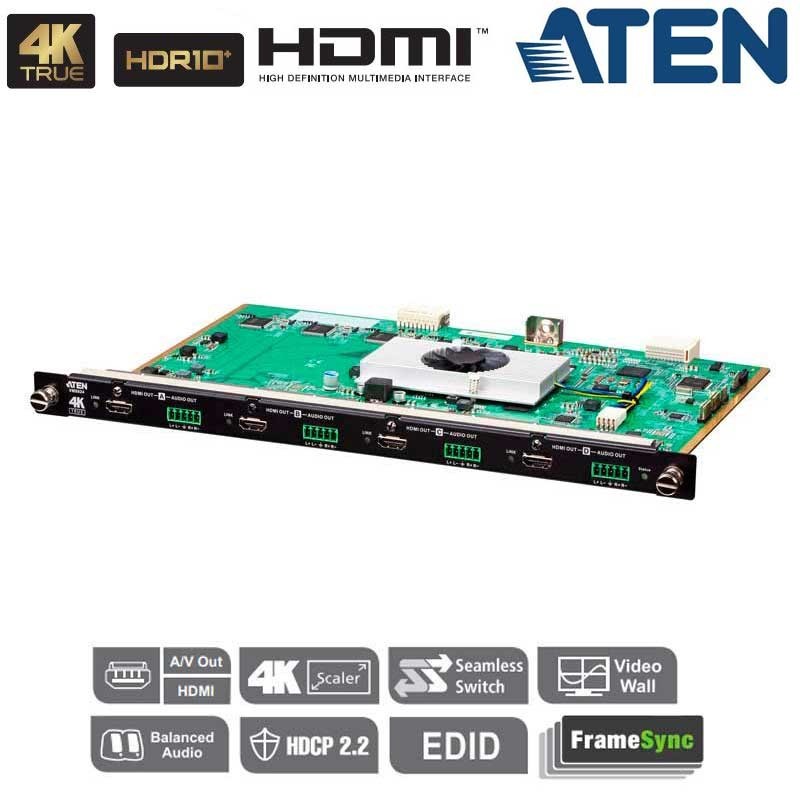 Aten VM8824 | Tarjeta de salida HDMI 4K Real, 4 puertos con escalador