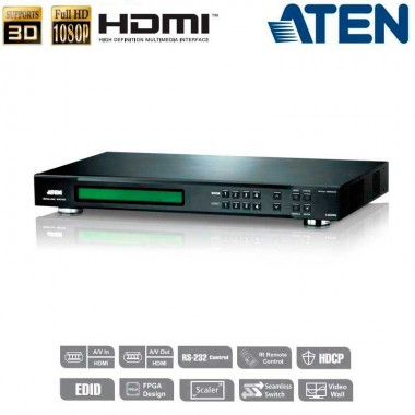 Conmutador Matricial HDMI 4x4 (Videowall) Aten VM5404H 
