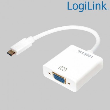 Conversor USB 3.2 (Gen 1) Tipo C a VGA 1080p/60Hz, Blanco Logilink UA0237A