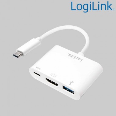 Conversor USB 3.2 (Gen 1) Tipo C a HDMI, USB, puerto de carga Logilink UA0258