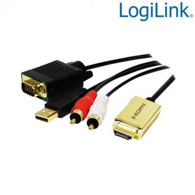 Logilink CV0052A - 2m Cable Conversor HDMI a VGA con Audio | Marlex Conexion