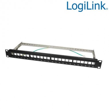 Logilink NK4042 - Patch Panel Vacio para 24 jacks keystone, Negro 