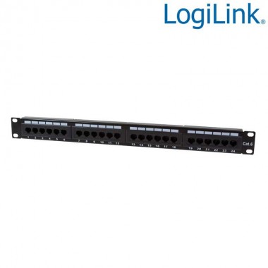 Patch Panel 19" Cat. 6 UTP 24 puertos, Negro Logilink NP0004 | Marlex Conexion