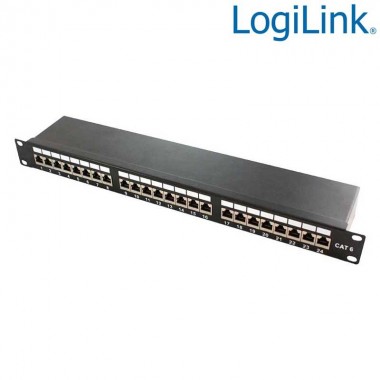 Logilink NP0048 - Patch Panel 19" Cat. 6 STP 24 puertos, Negro | Marlex Conexion