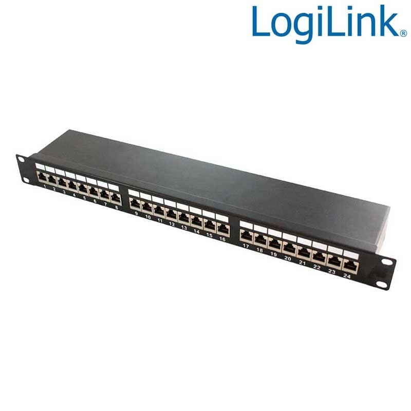 Logilink NP0061 - Patch Panel 19" Cat. 6A STP 24 puertos, Negro | Marlex Conexion