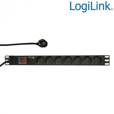 Logilink PDU8C01 - Regleta alimentación Rack 19, 8 tomas, interruptor