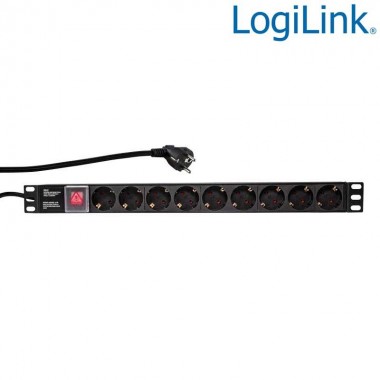 Regleta de alimentación Rack 19" de 9 tomas con interruptor Logilink PDU9C02