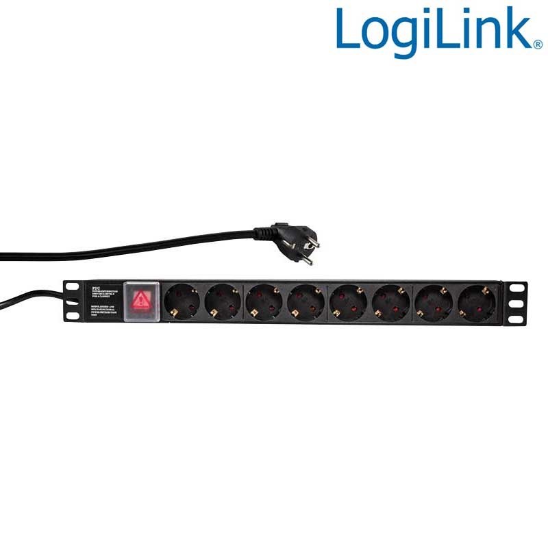 Logilink PDU8C01 - Regleta alimentación Rack 19, 8 tomas, interruptor