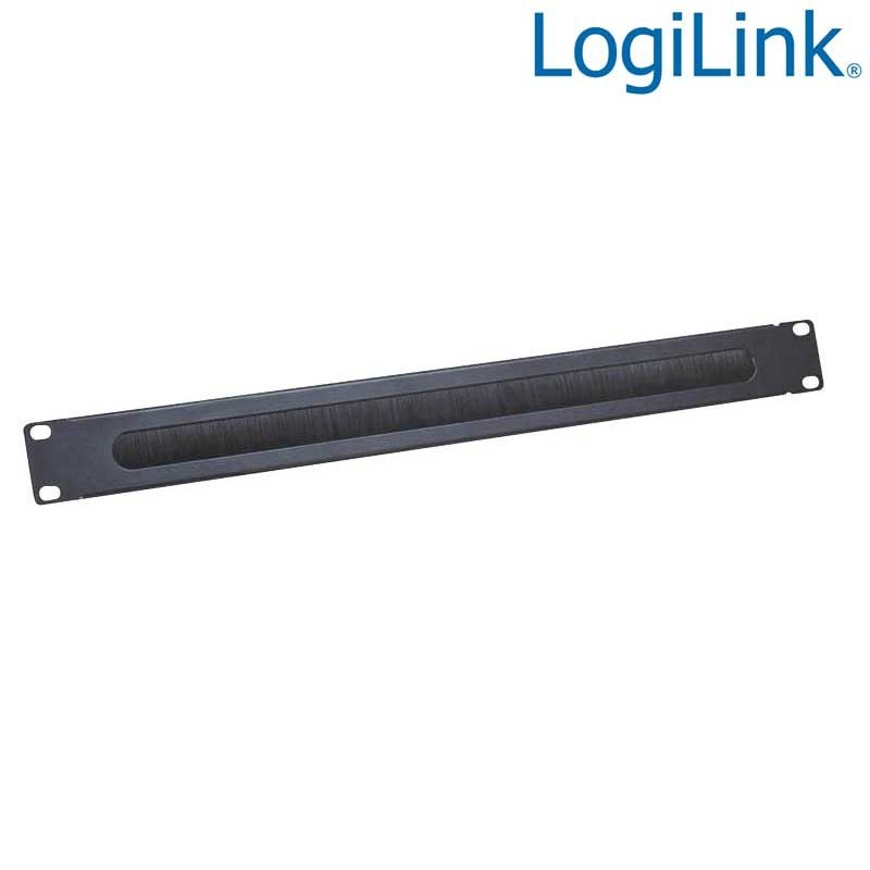 Logilink ORCEB1B - Panel Pasacables 19" 1U con Cepillo,Negro | Marlex Conexion