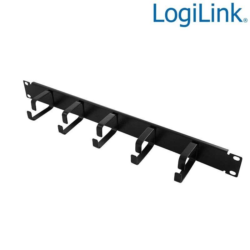 Logilink OR101B - Panel Pasacables 19'',5 Anillas, Metálico,1U,Negro | Marlex Conexion