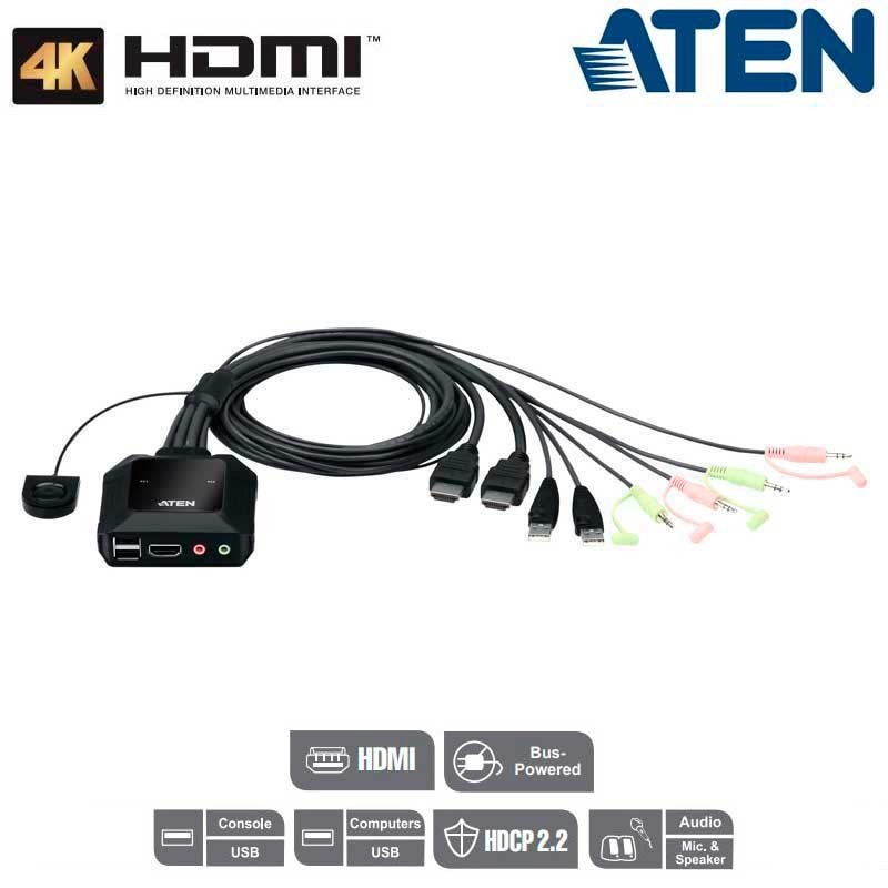 Aten CS22H - KVM de 2 Puertos USB HDMI 4K | Marlex Conexion