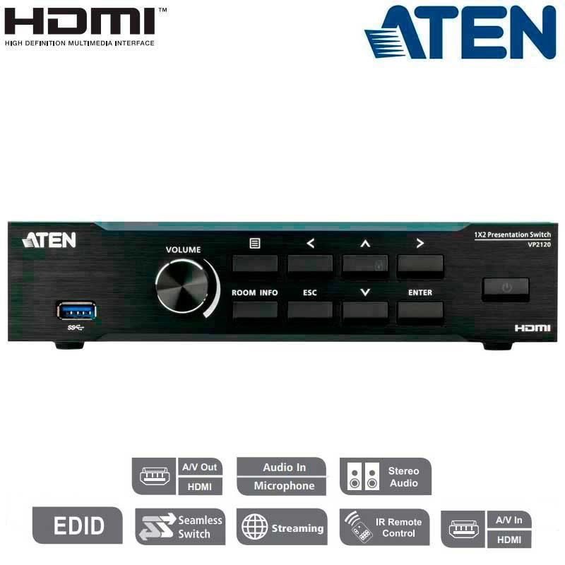 Aten VP2120 - Conmutador de presentación Quad View con multitransmisión