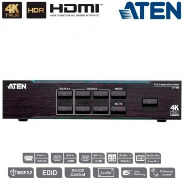 Aten VP1420 - Conmutador Matricial (4 x 2) para presentación 4K Real