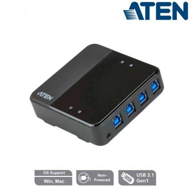 Conmutador USB 3.1 Gen1 (4 x 4) para compartir periféricos Aten US3344
